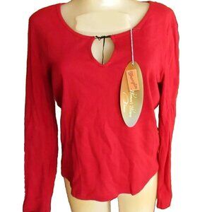 Vintage 1990s Womens Wrangler Peekaboo Shirt Medium Red NWT Long Sleeve T-shirt